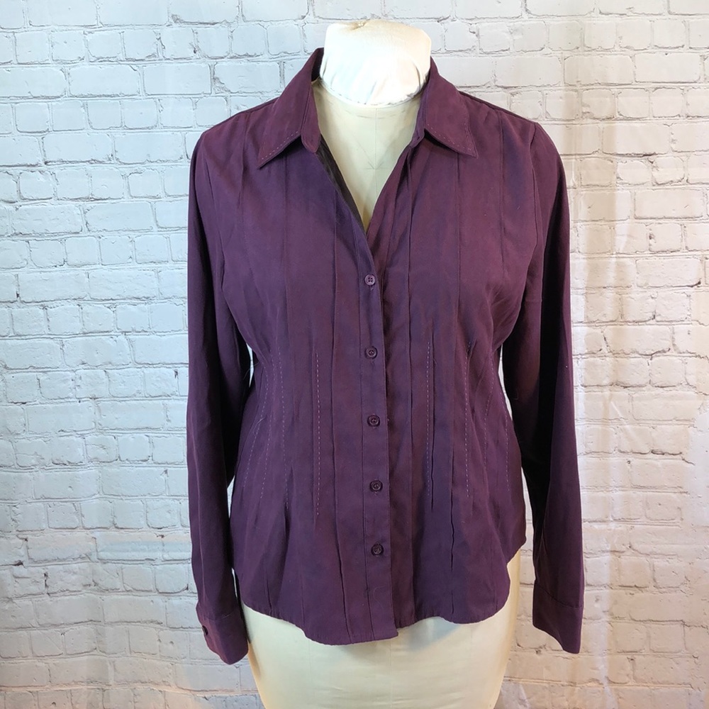Dressbarn vegan suede fitted shirt